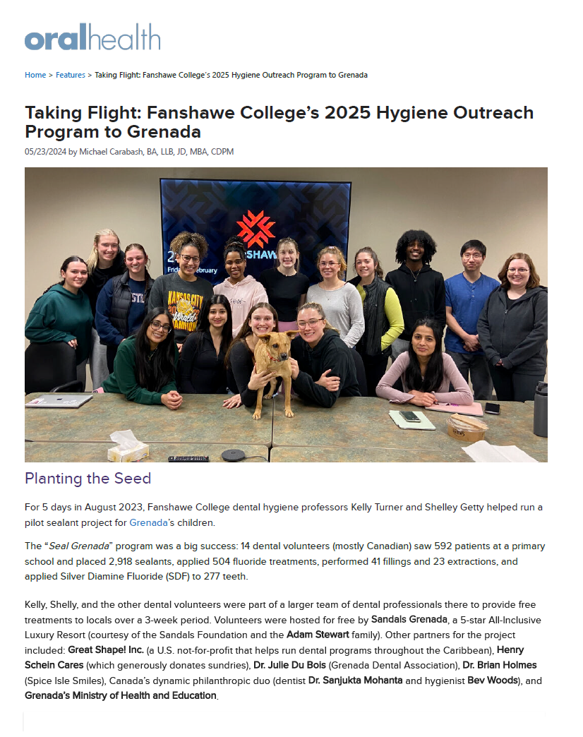 Taking Flight: Fanshawe College’s 2025 Hygiene Outreach Program to Grenada
