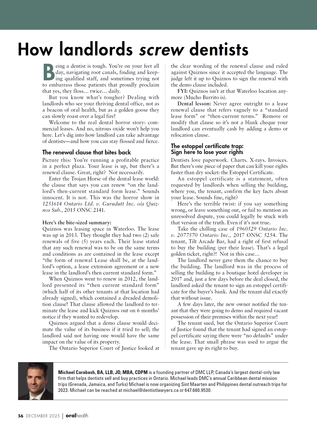 How Landlords Screw Dentists